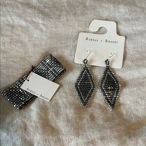 Banana Republic Silver Beaded Bracelet and Earrings